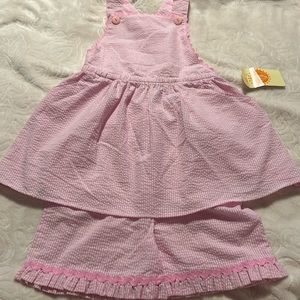 Southern Sunshine Kids Seersucker Jumper Set sz 7 NWT